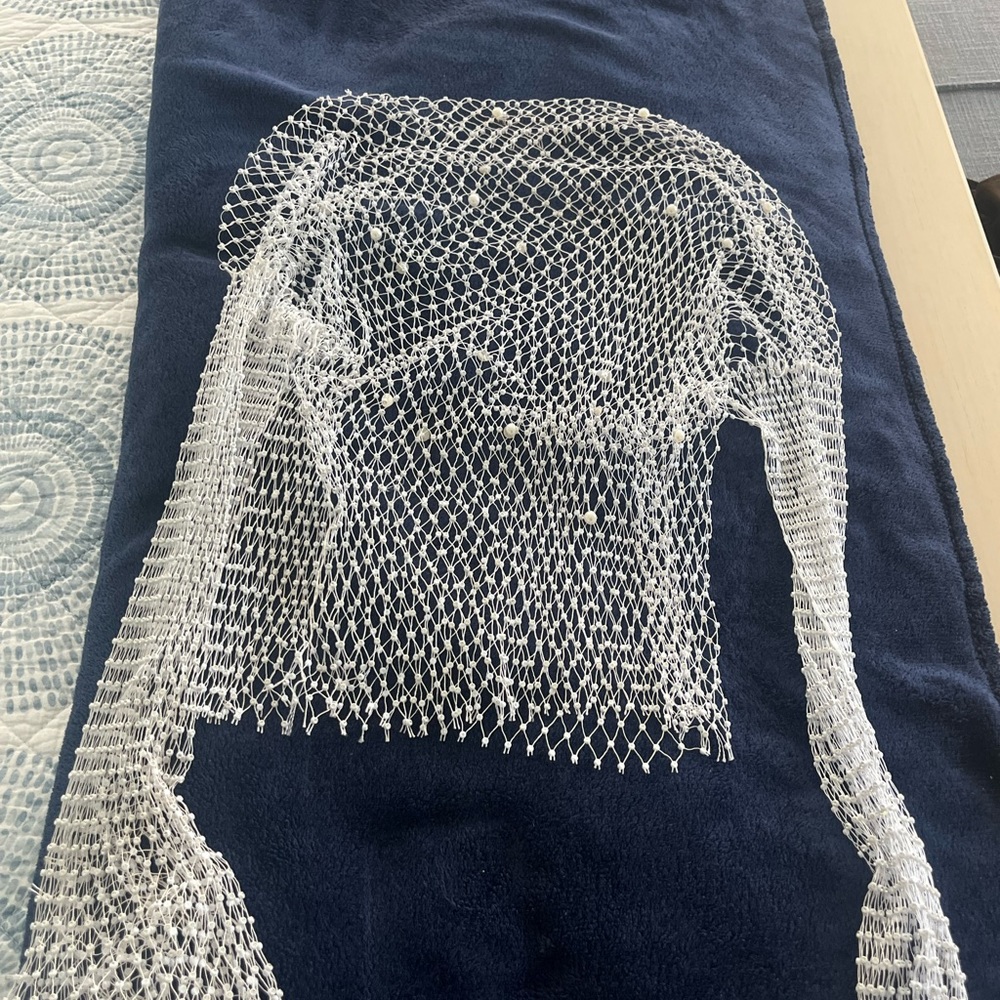 Mesh pearl glitter top